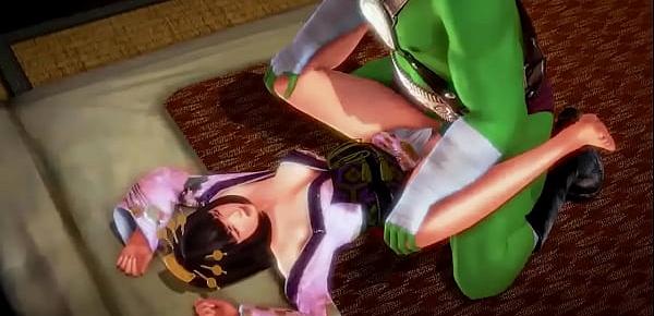  Oriental girl hentai having sex with a green orc man in hot xxx hentai game video